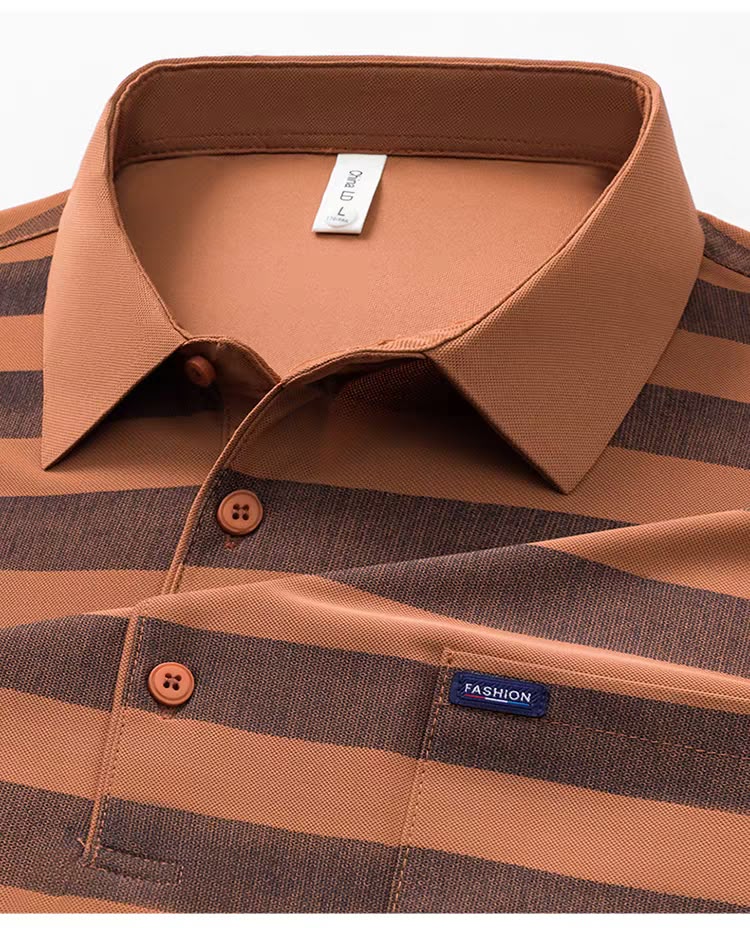 Men's Classic Horizontal Striped Polo T-Shirt