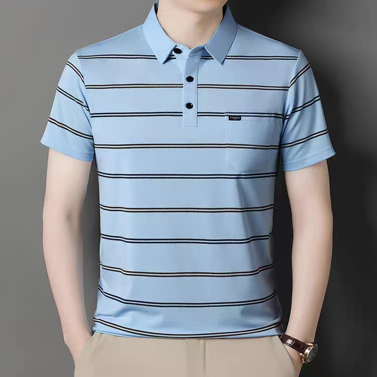Men's Fine Stripe Polo T-Shirt