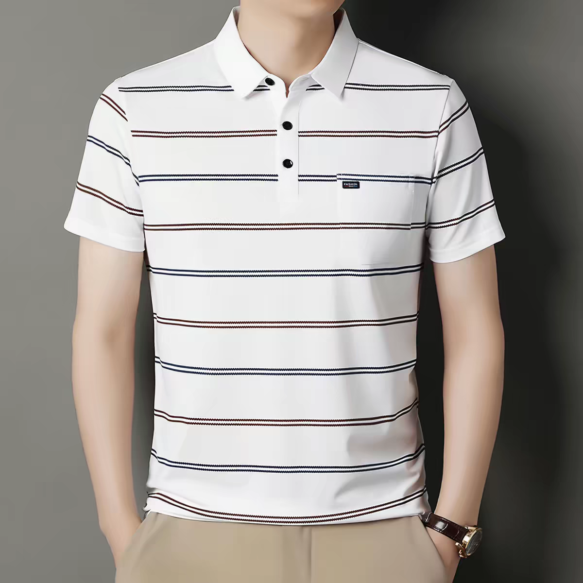 Men's Fine Stripe Polo T-Shirt