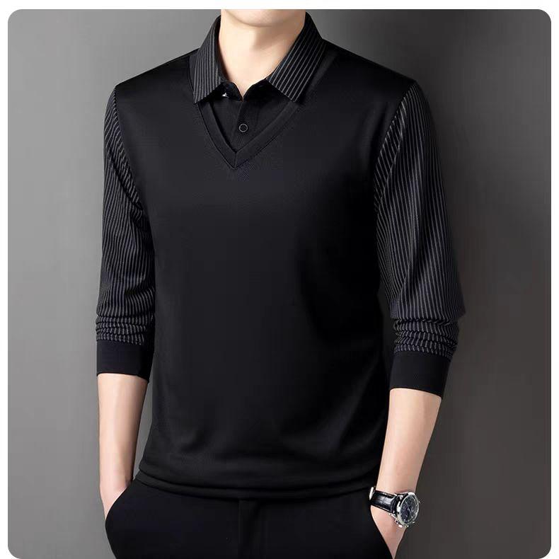Men's Layered Look V-Neck Polo Sweatshirt