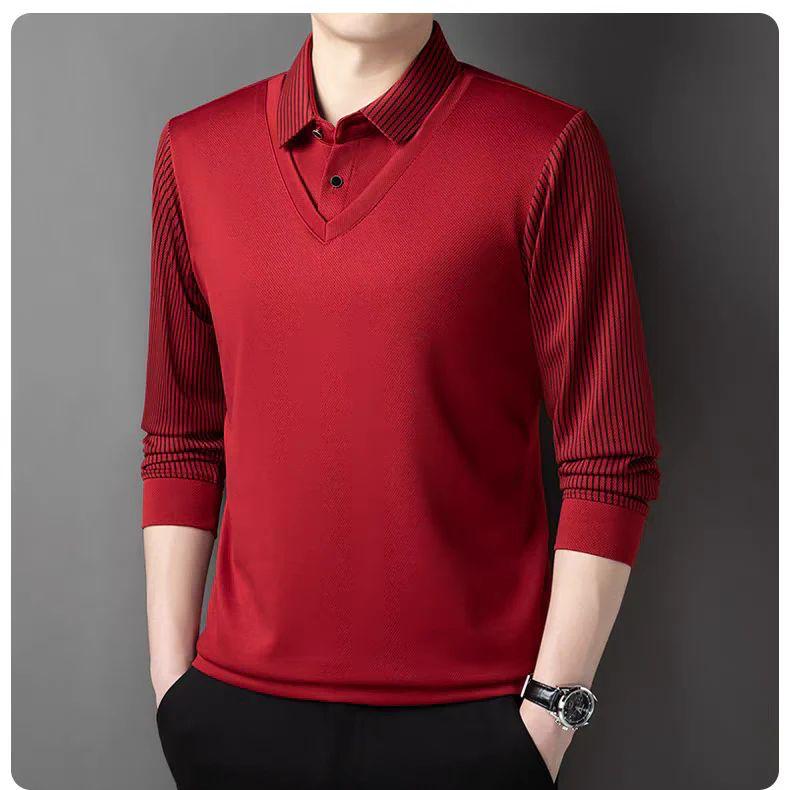 Men's Layered Look V-Neck Polo Sweatshirt