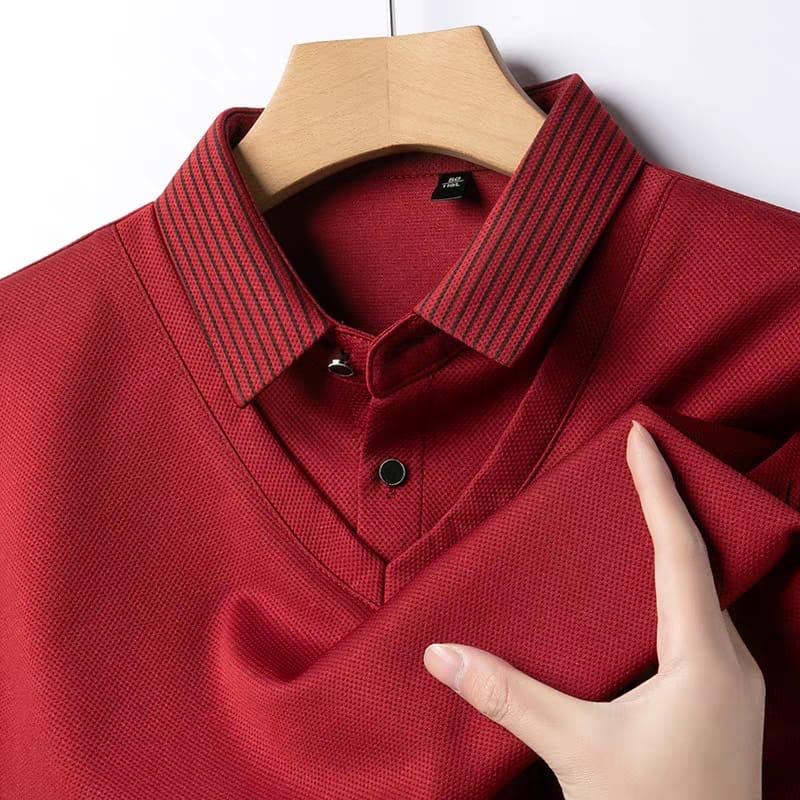 Men's Layered Look V-Neck Polo Sweatshirt