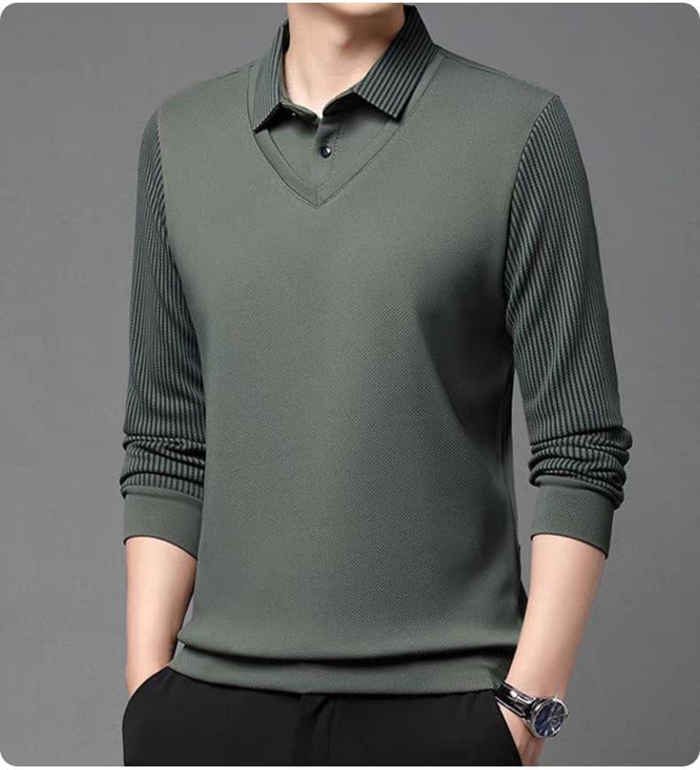 Men's Layered Look V-Neck Polo Sweatshirt