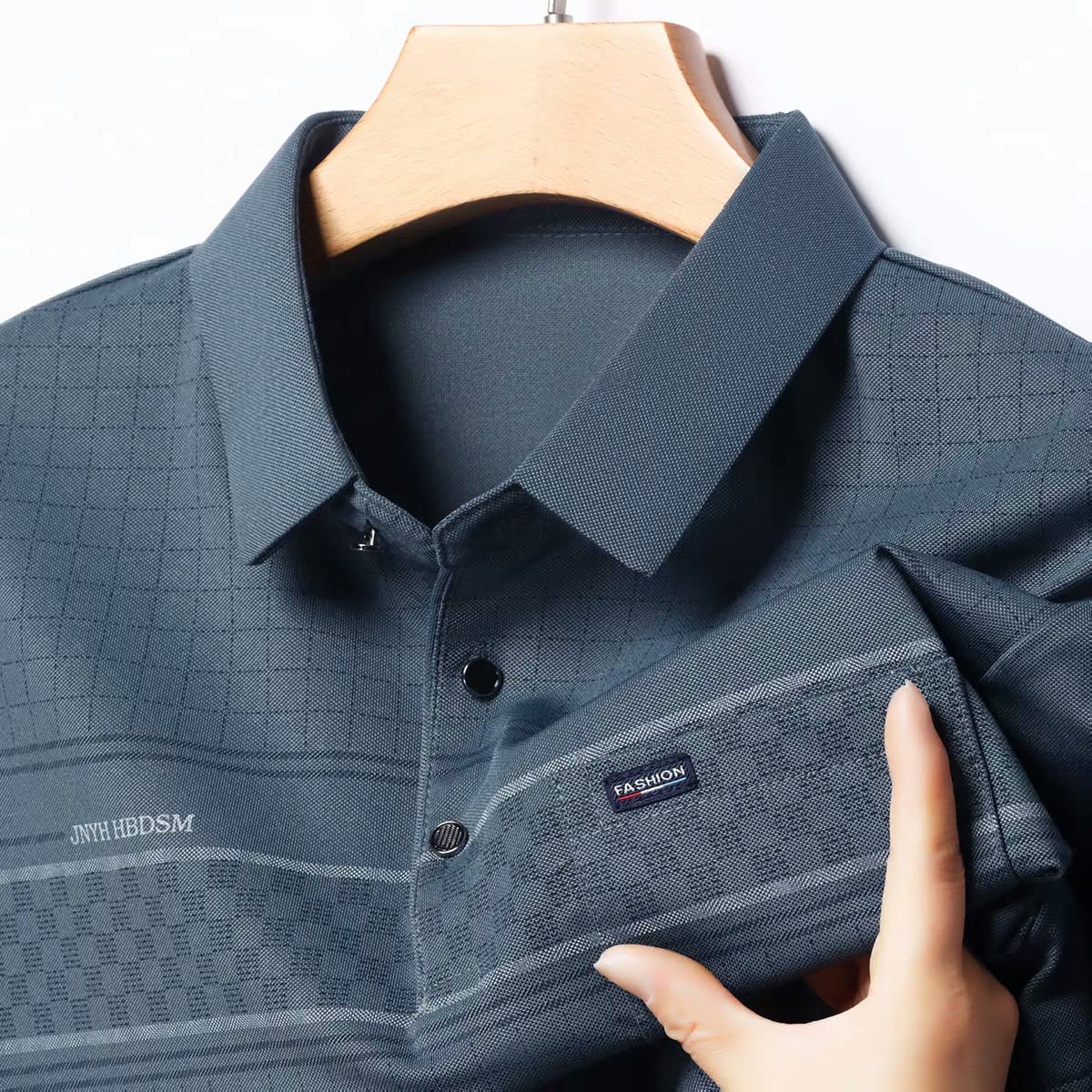 Men's Micro-Check Textured Polo T-Shirt