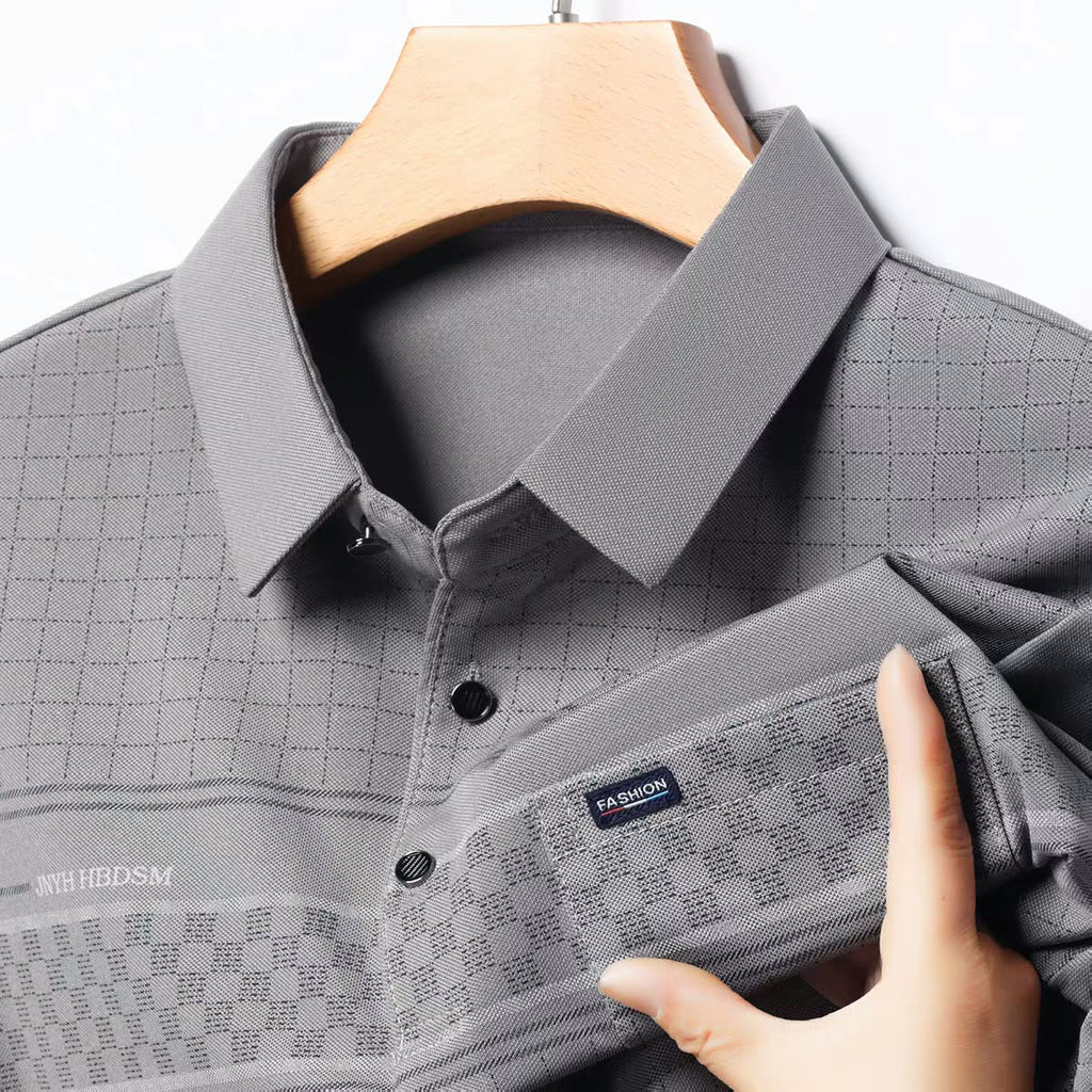 Men's Micro-Check Textured Polo T-Shirt