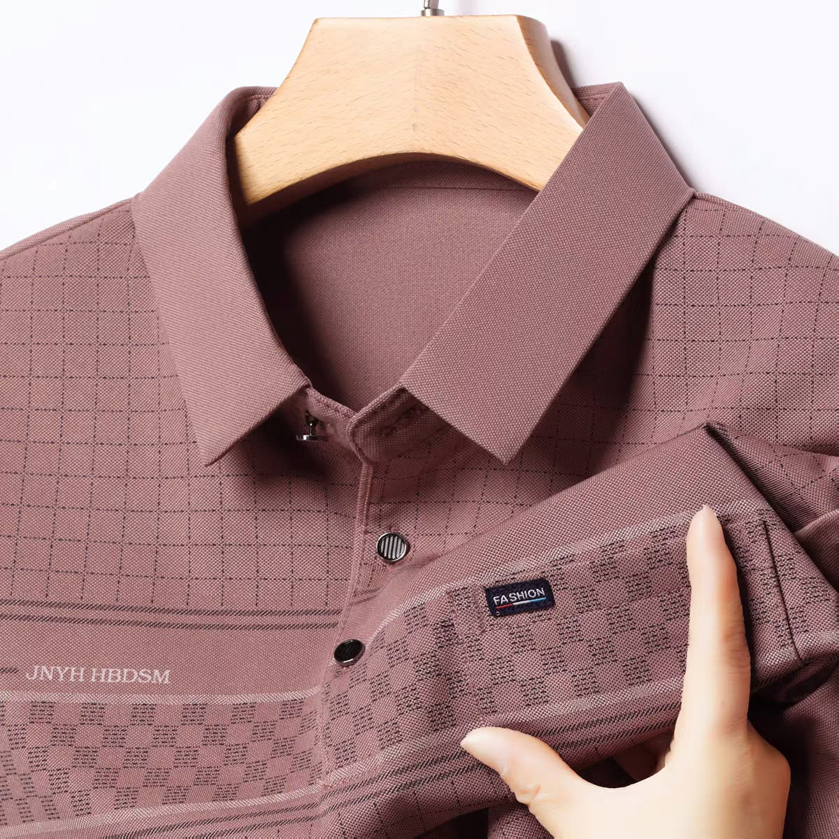 Men's Micro-Check Textured Polo T-Shirt