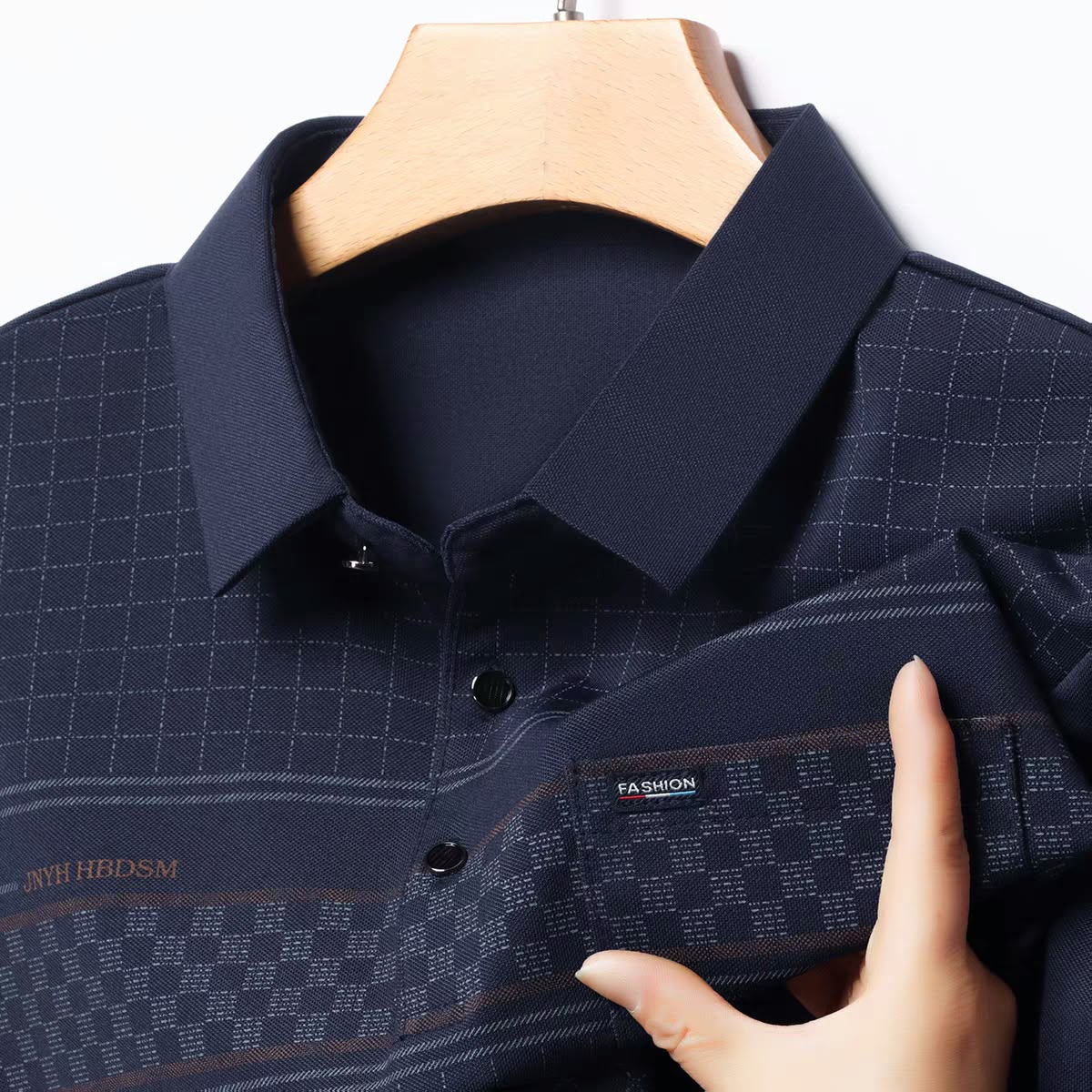 Men's Micro-Check Textured Polo T-Shirt