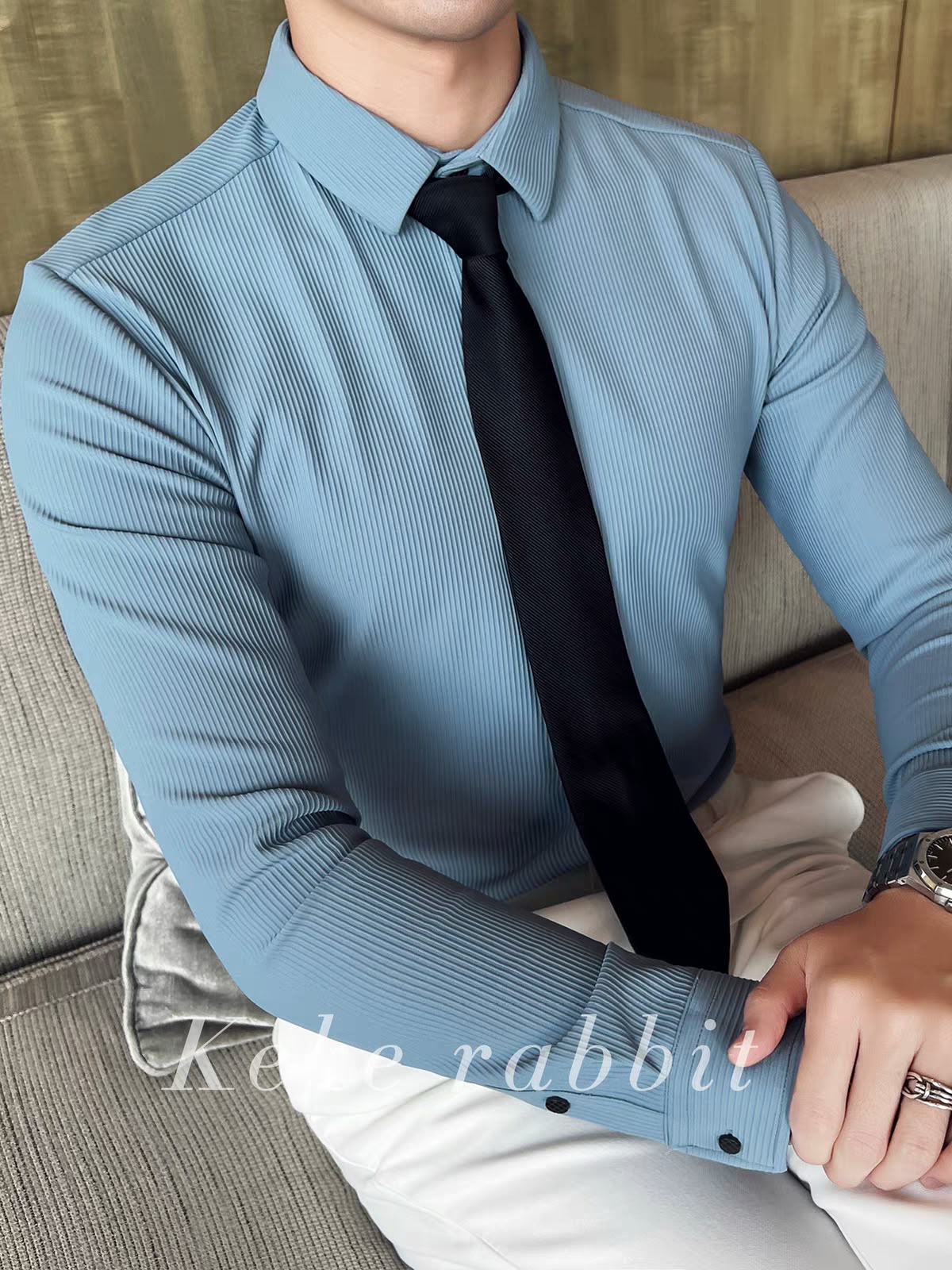 Men's Premium Pleated Texture Full Sleeve Shirt