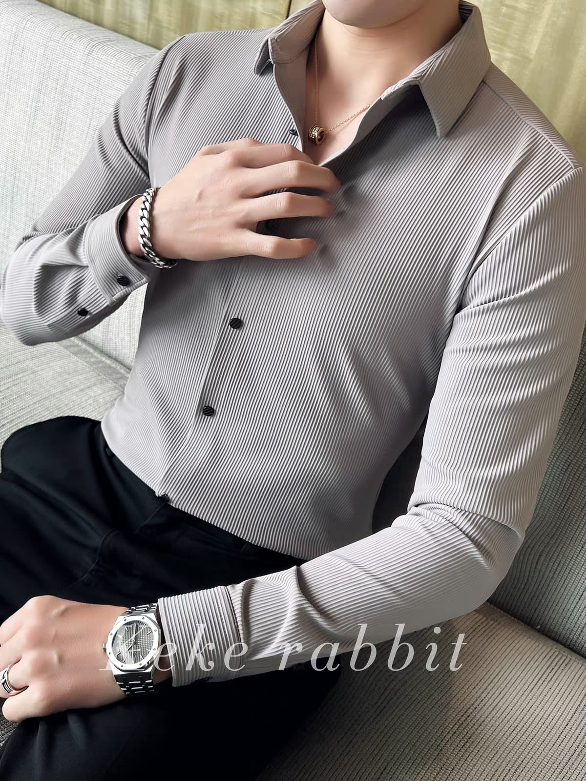Men's Premium Pleated Texture Full Sleeve Shirt
