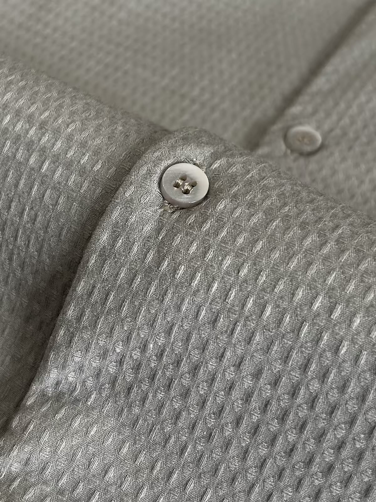 Men's Waffle Texture Shawl Collar Full Sleeve Shirt