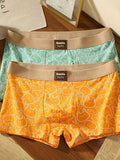 Orange Cartoon Print Boxer Briefs