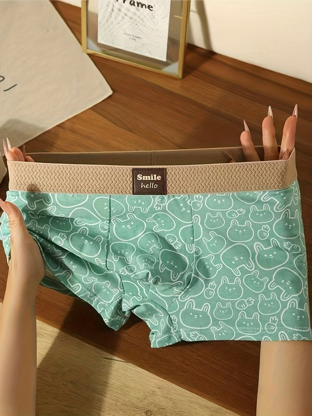 Orange Cartoon Print Boxer Briefs