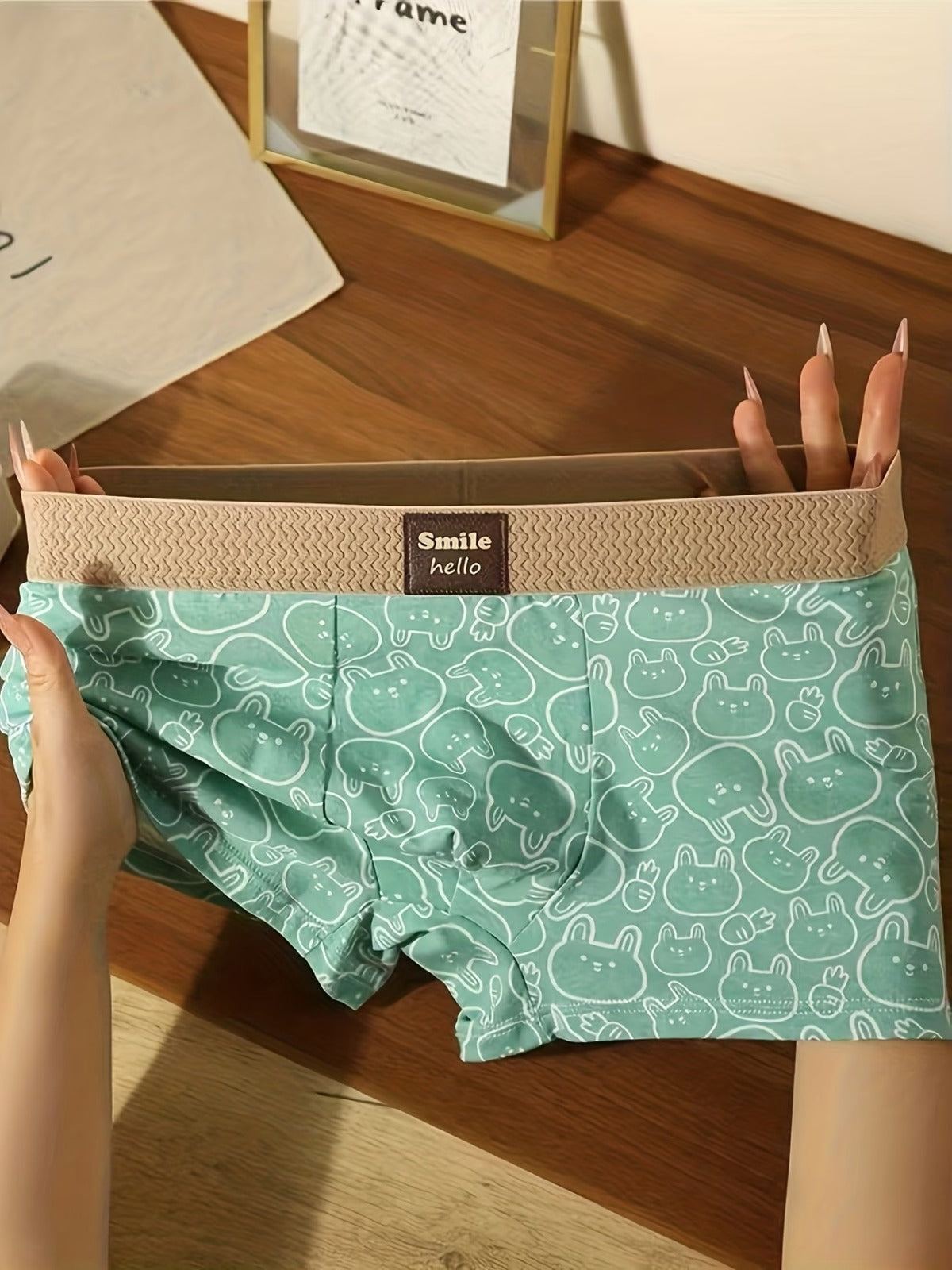 Orange Cartoon Print Boxer Briefs