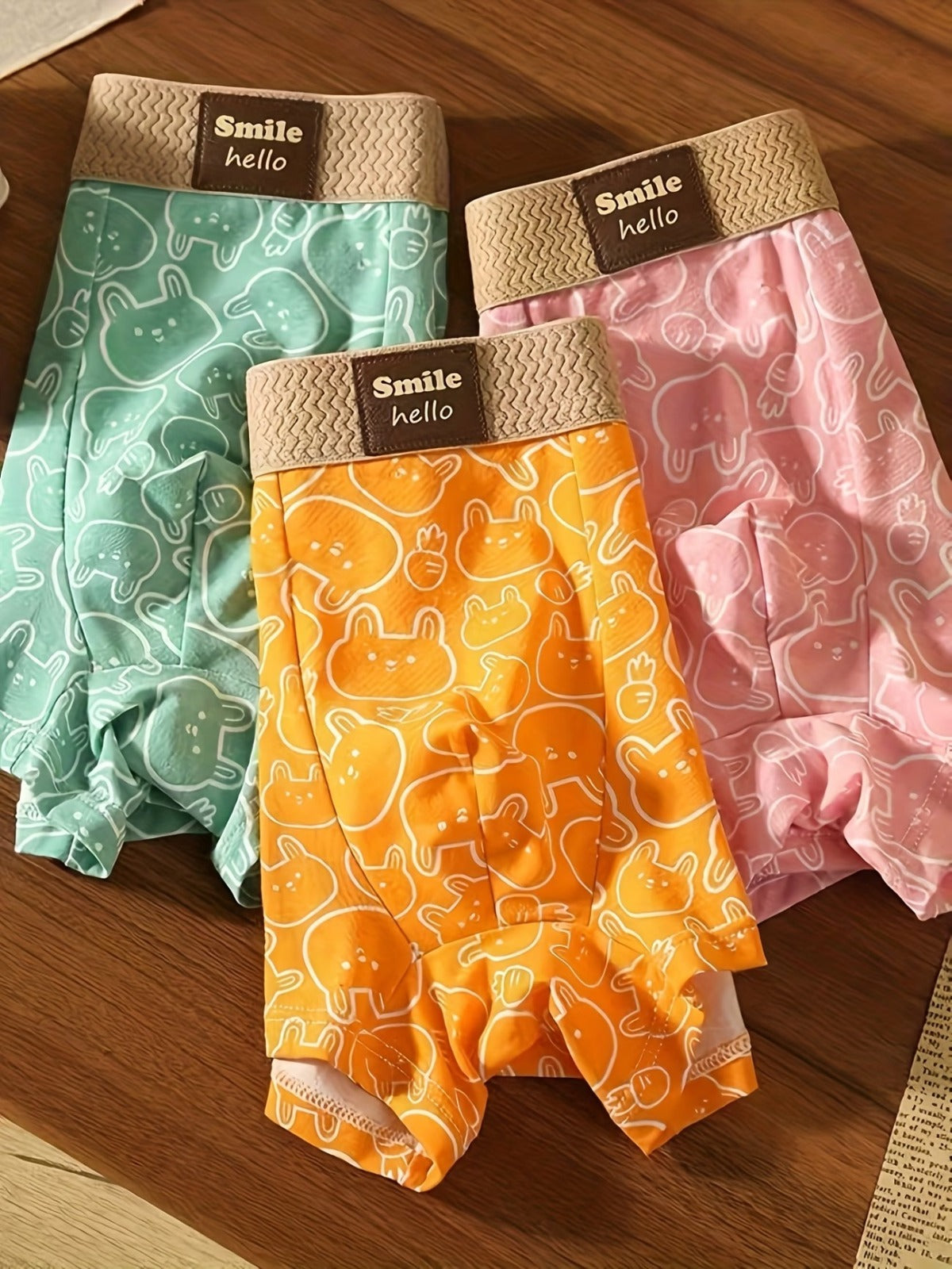 Orange Cartoon Print Boxer Briefs