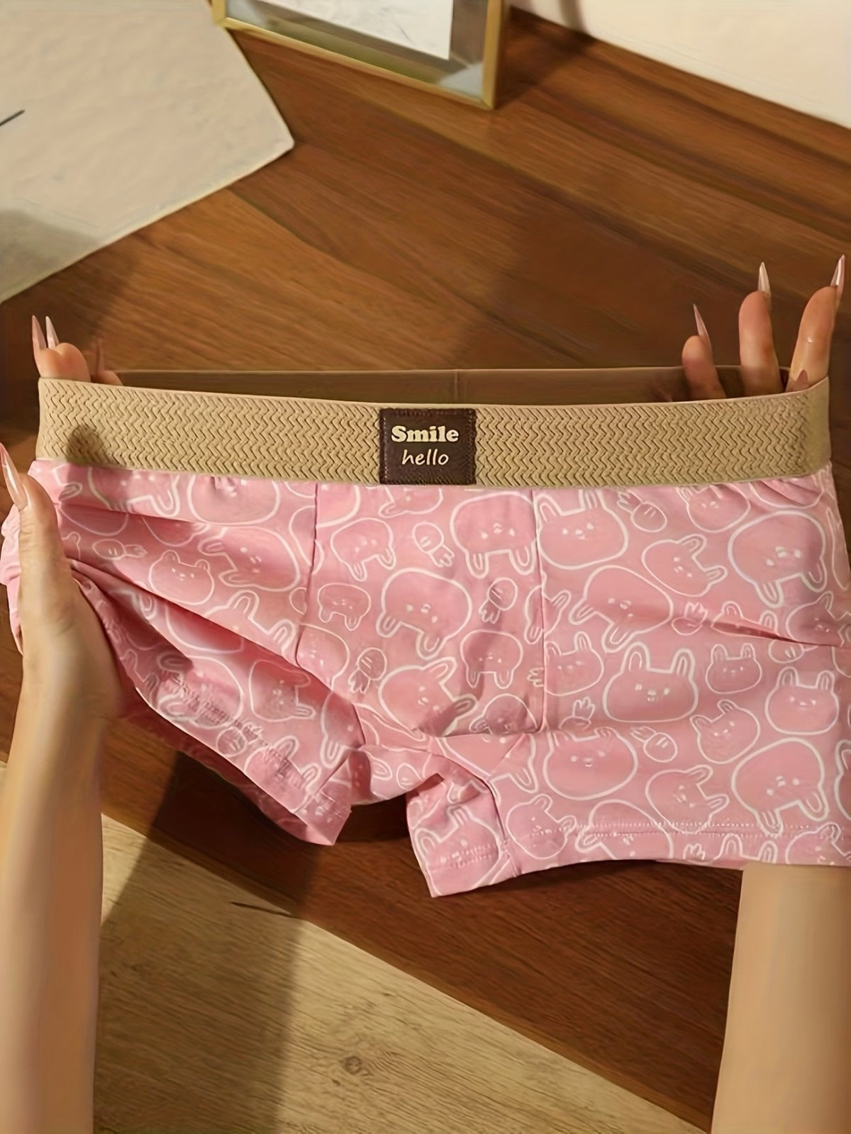 Orange Cartoon Print Boxer Briefs