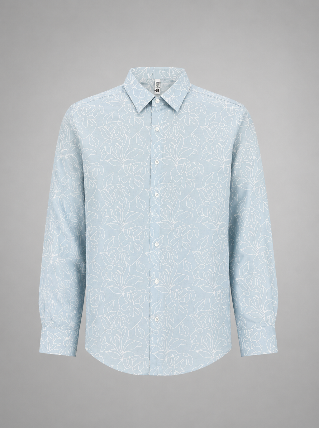 Men's Sky Blue Floral Print Premium Linen Shirt