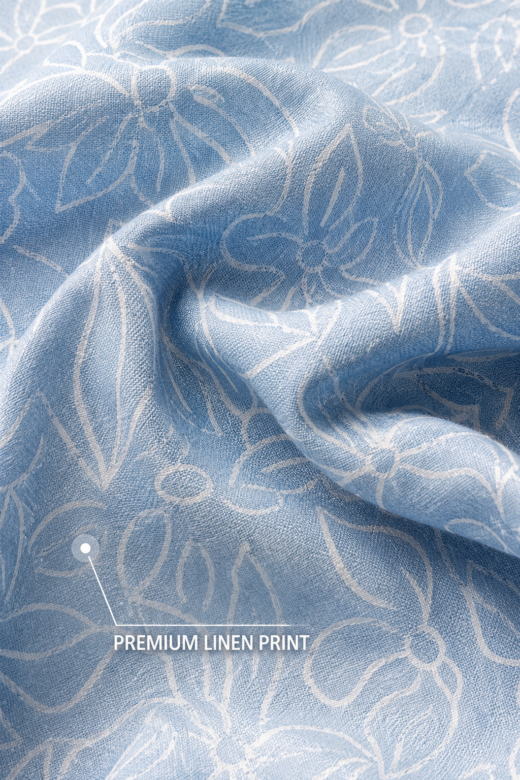 Men's Sky Blue Floral Print Premium Linen Shirt
