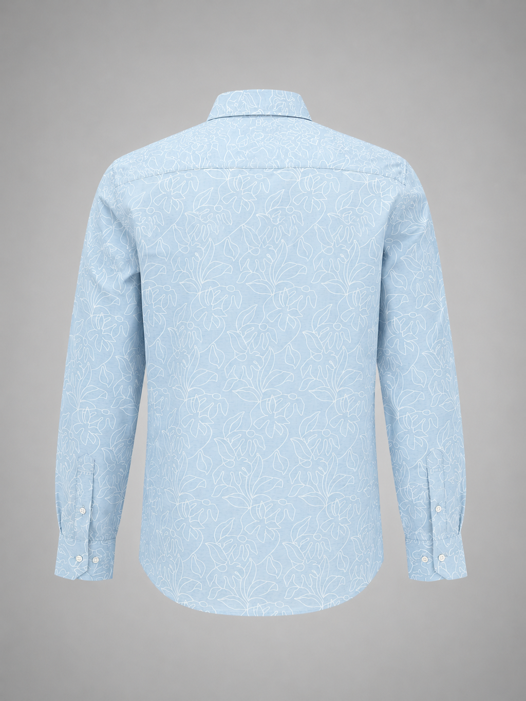 Men's Sky Blue Floral Print Premium Linen Shirt