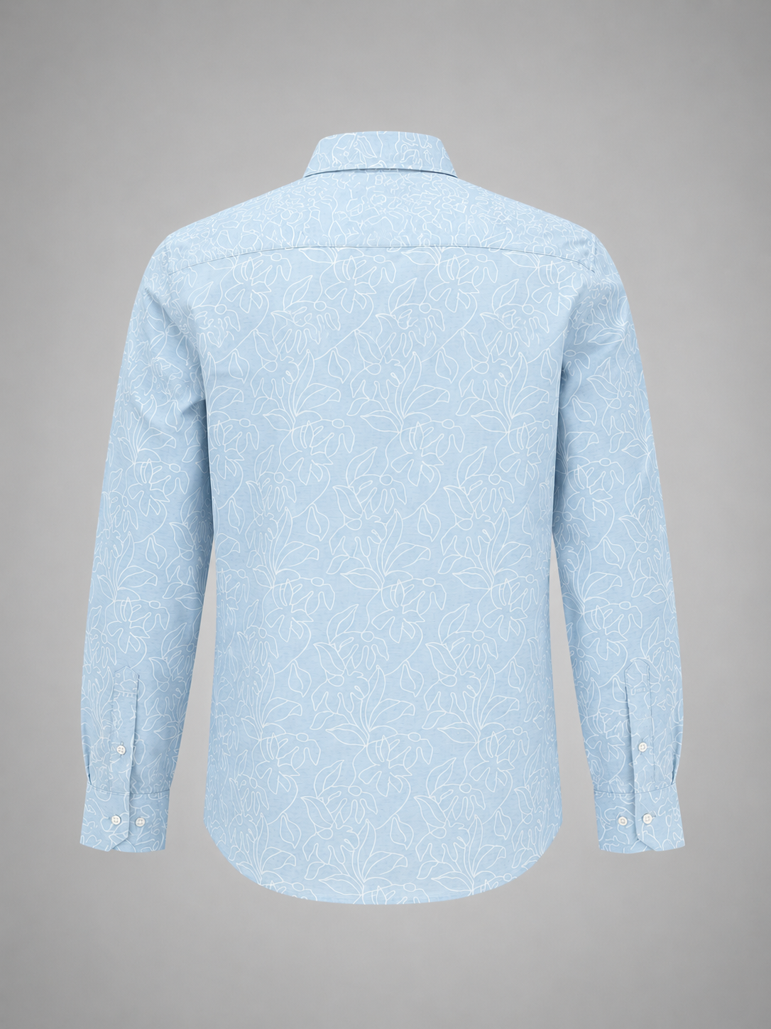 Men's Sky Blue Floral Print Premium Linen Shirt