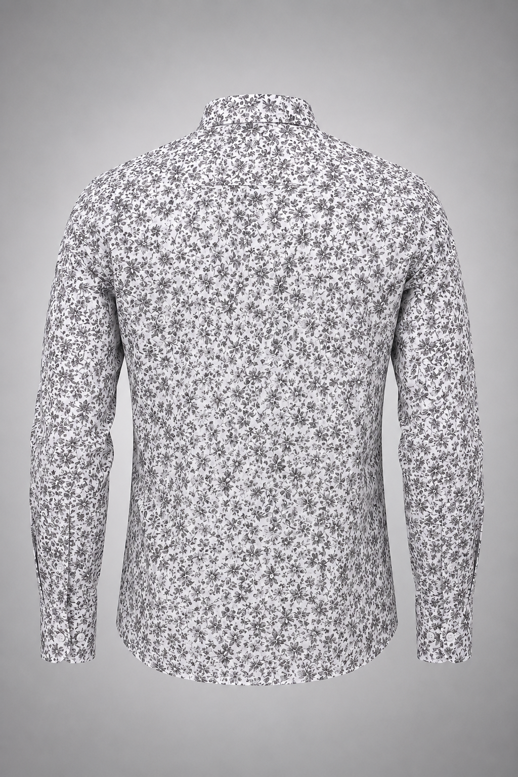 Men's White Floral Print Premium Linen Shirt