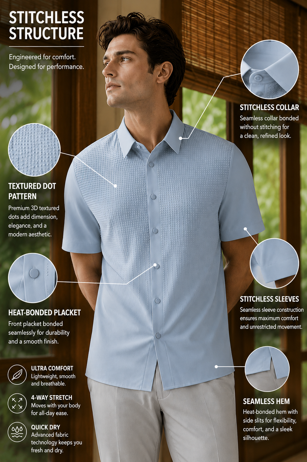 Tenaxtees Premium Stitchless Anti-Wrinkle Formal Shirt for Men