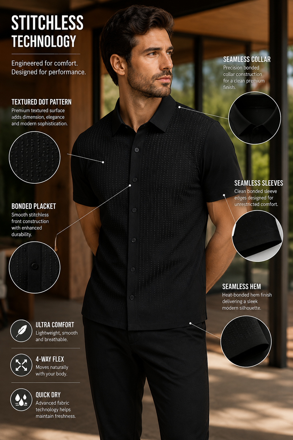 Tenaxtees Premium Stitchless Anti-Wrinkle Formal Shirt for Men
