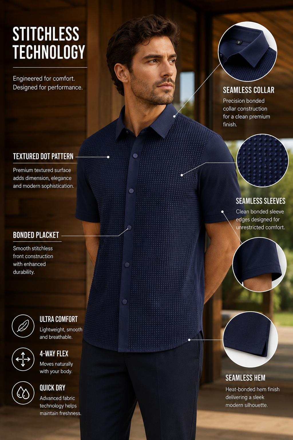 Tenaxtees Premium Stitchless Anti-Wrinkle Formal Shirt for Men