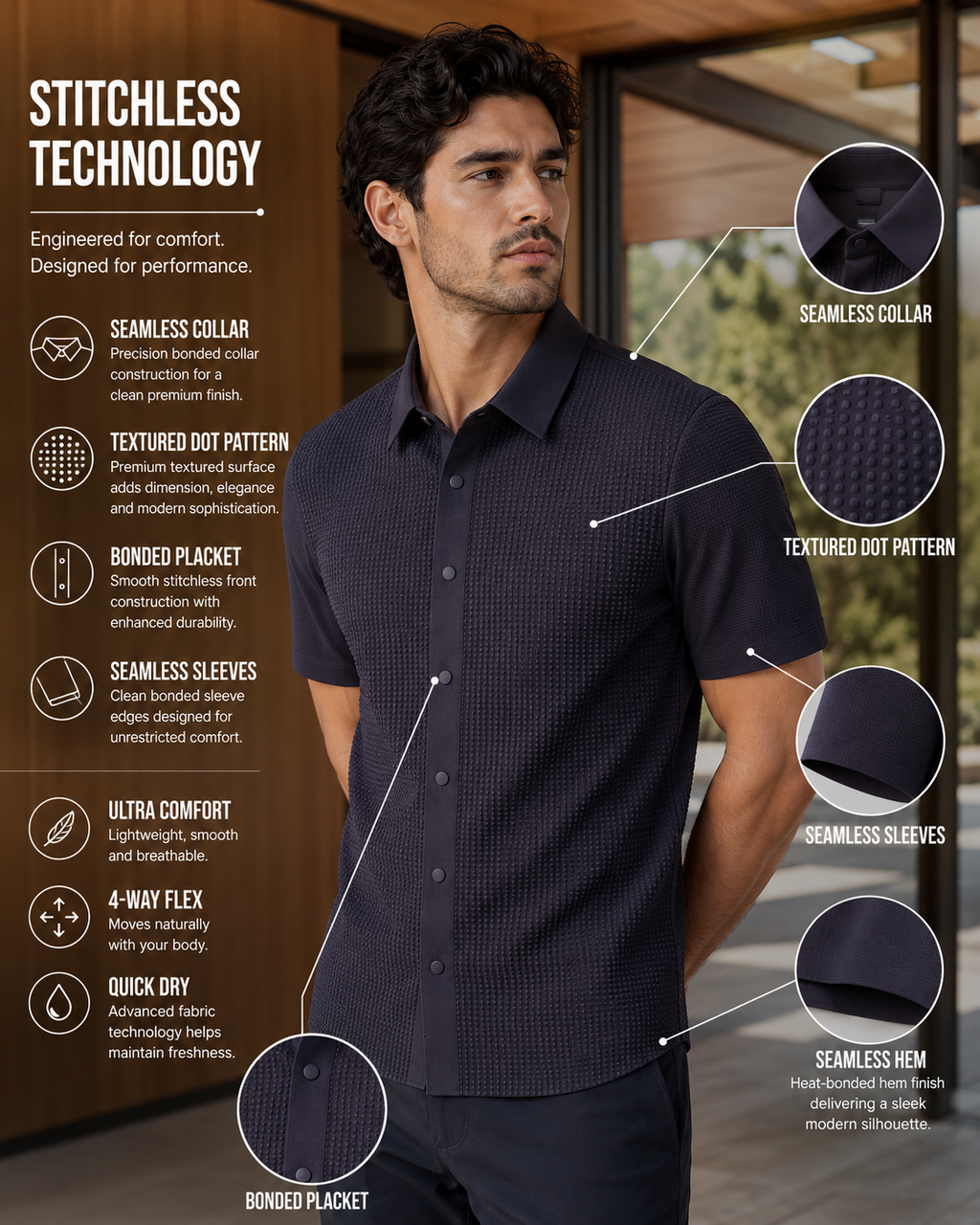Tenaxtees Premium Stitchless Anti-Wrinkle Formal Shirt for Men