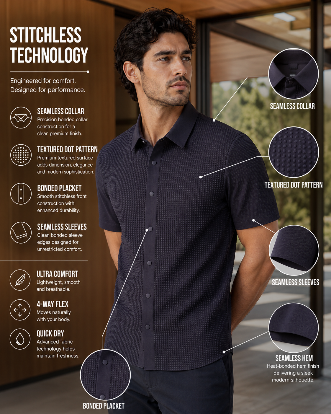 Tenaxtees Premium Stitchless Anti-Wrinkle Formal Shirt for Men