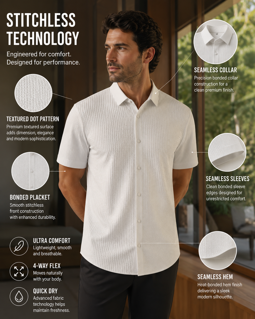 Tenaxtees Premium Stitchless Anti-Wrinkle Formal Shirt for Men