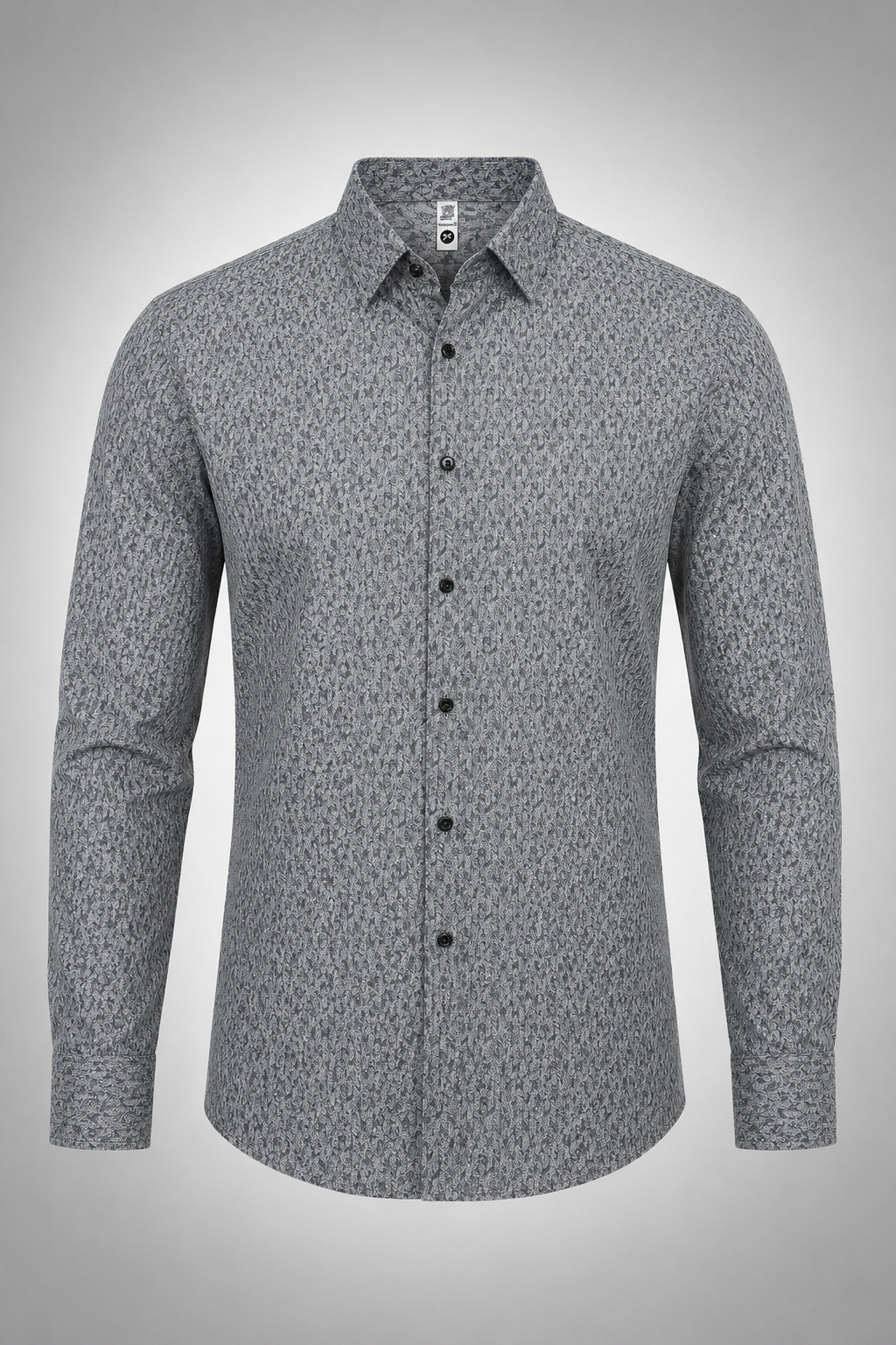 Men's Charcoal Grey Floral Print Premium Linen Shirt