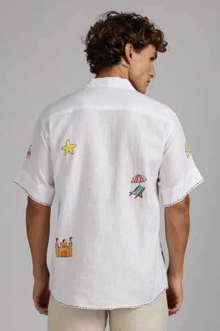 Seabreeze Odyssey Embroidery Handwork Linen Shirt – 100% Pure Linen