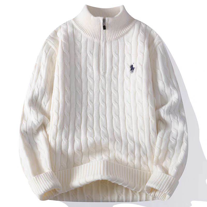 Ivory Frostcable Zip Knit Pullover