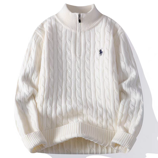 Ivory Frostcable Zip Knit Pullover