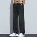 Men's Washed Indigo Charcoal Black Relaxed Fit Wide Leg Jeans