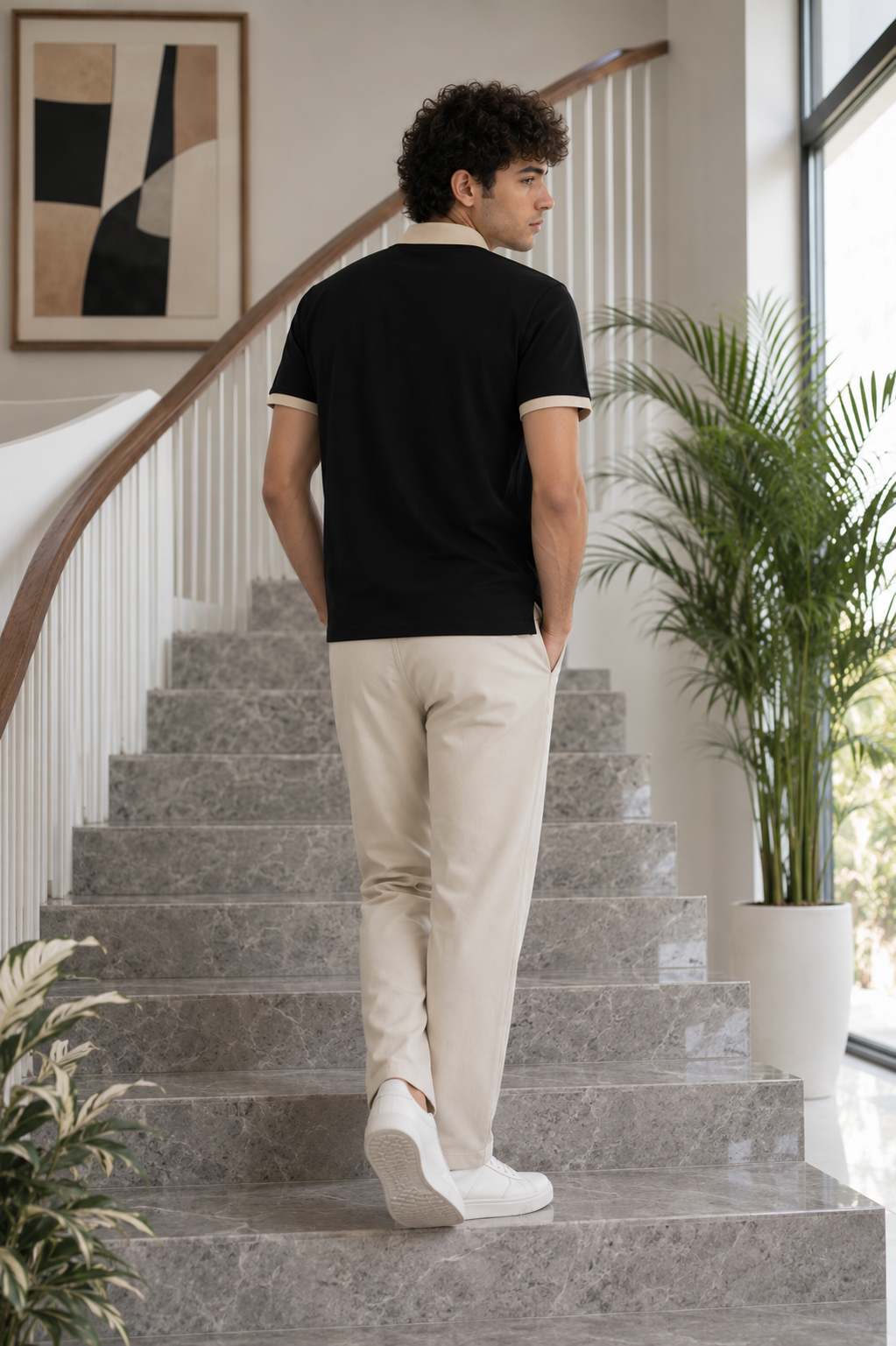 Mocha Crest Contrast Polo T-Shirt