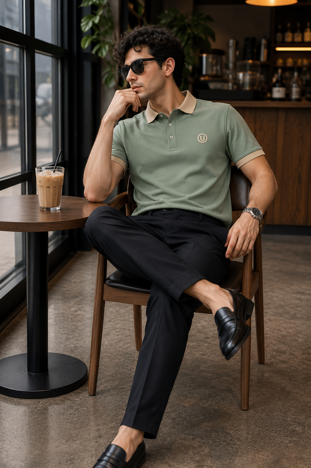 Mocha Crest Contrast Polo T-Shirt