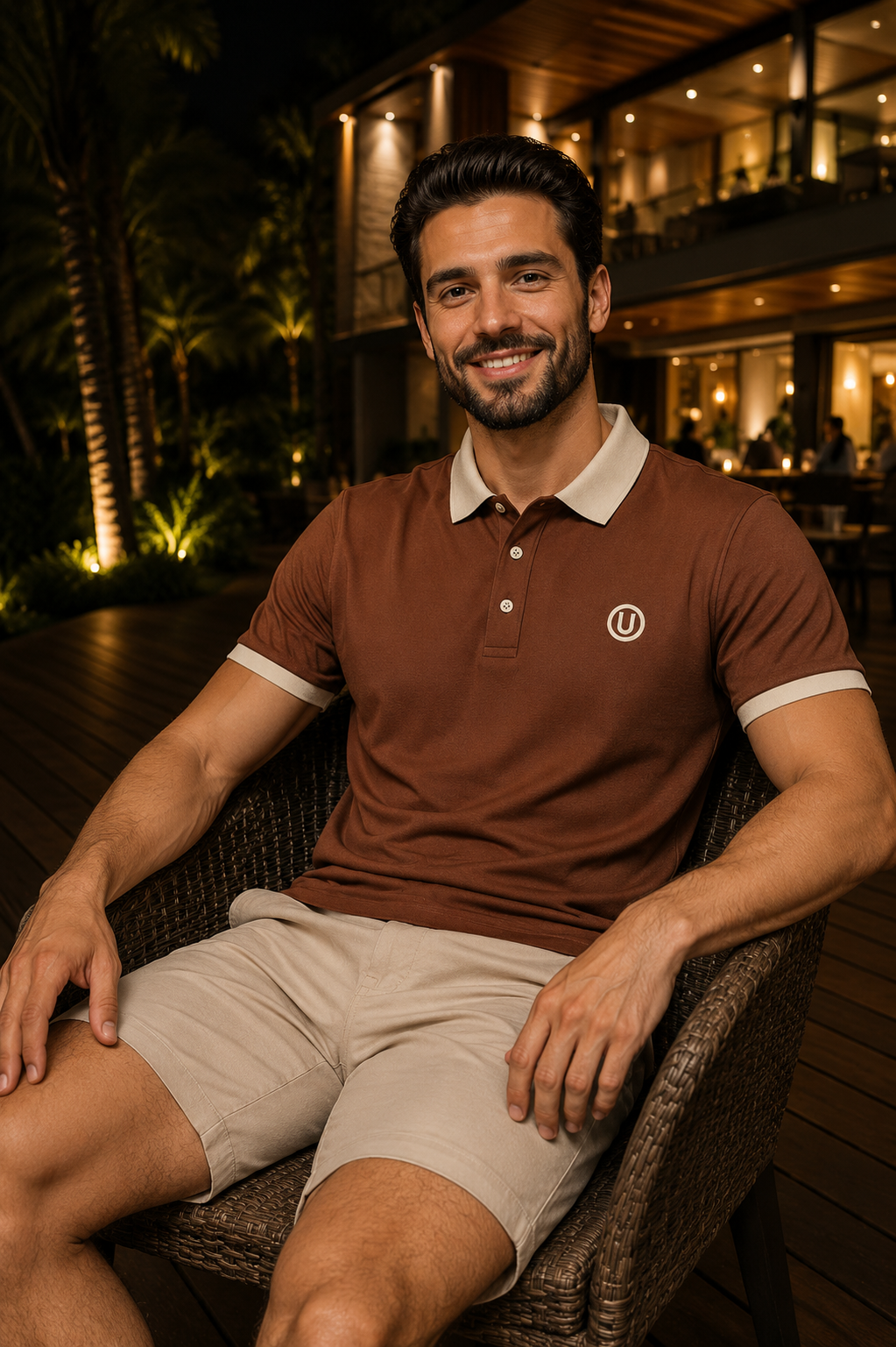 Mocha Crest Contrast Polo T-Shirt