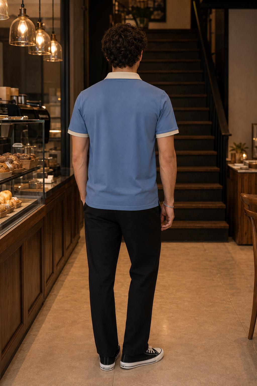 Mocha Crest Contrast Polo T-Shirt