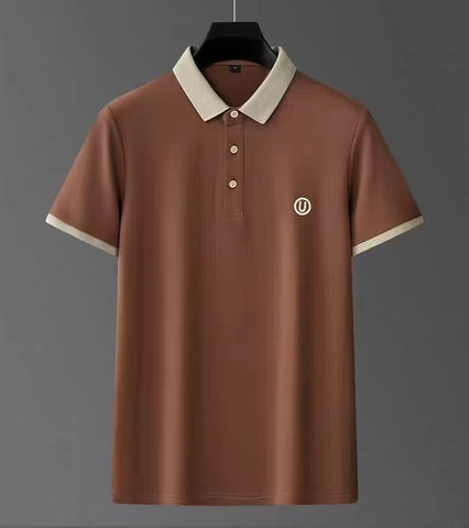 Mocha Crest Contrast Polo T-Shirt