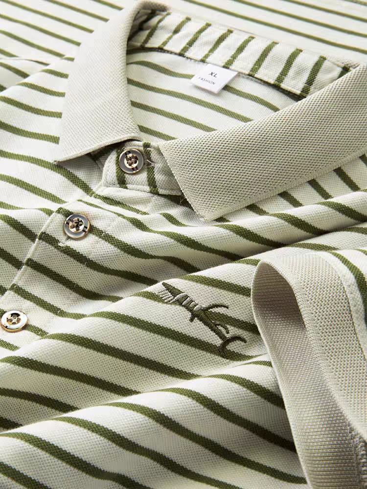 Verde Stride Striped Polo T-Shirt