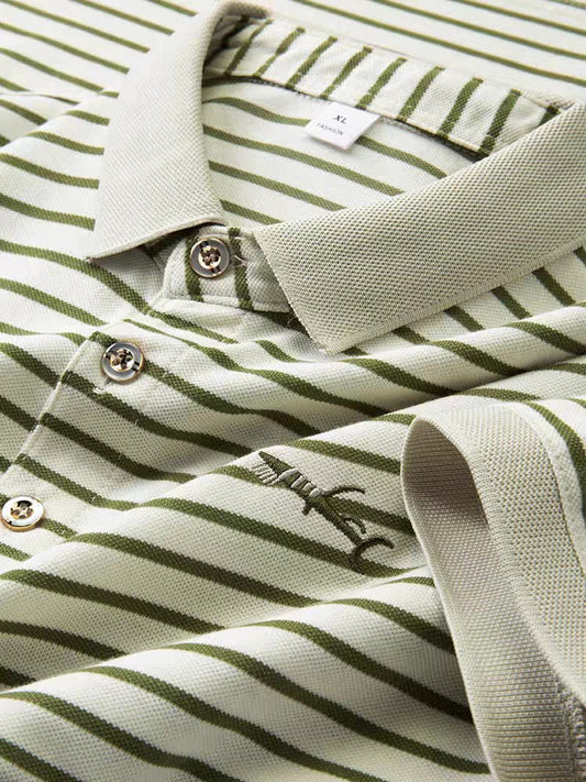 Verde Stride Striped Polo T-Shirt