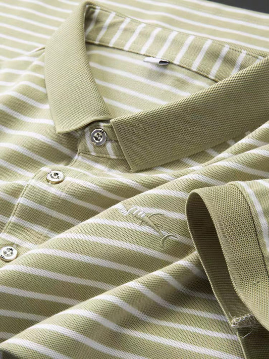 Verde Stride Striped Polo T-Shirt