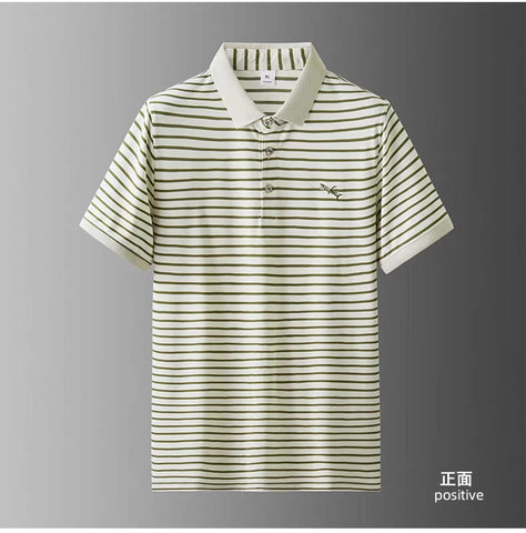 Verde Stride Striped Polo T-Shirt