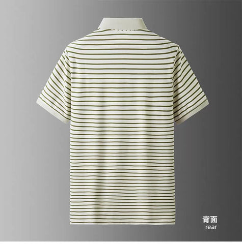 Verde Stride Striped Polo T-Shirt