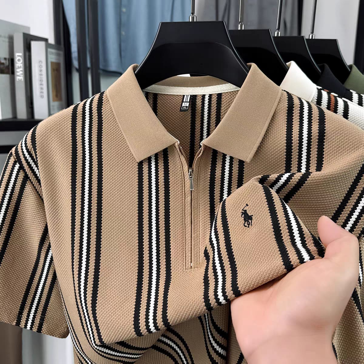 Signature Stripe Zip Polo