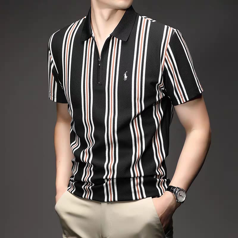 Prime Stripe Zip Polo T-Shirt