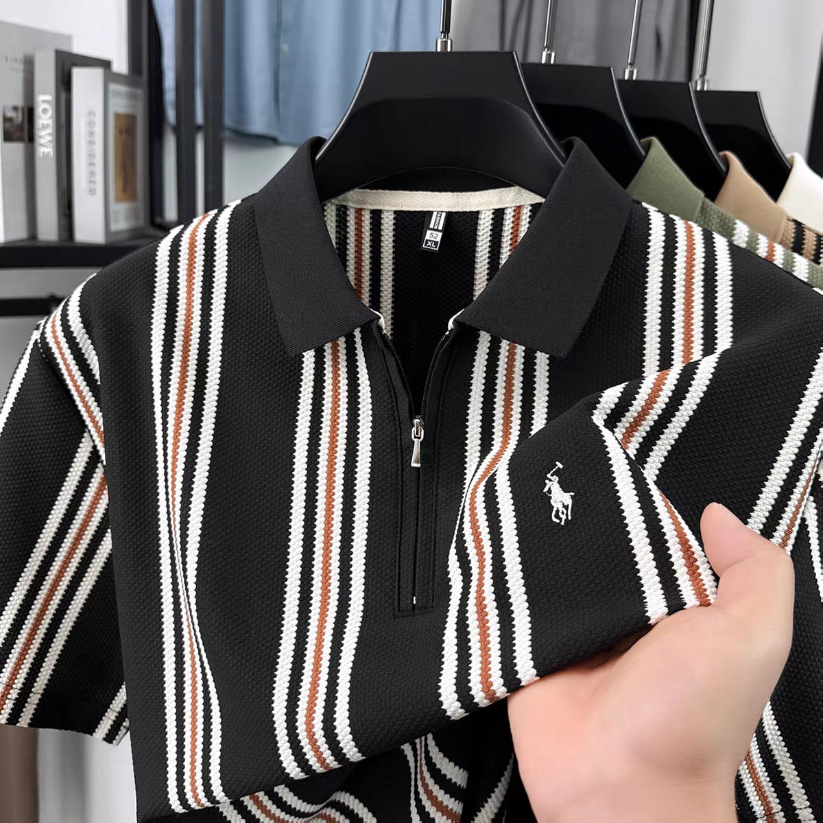 Signature Stripe Zip Polo