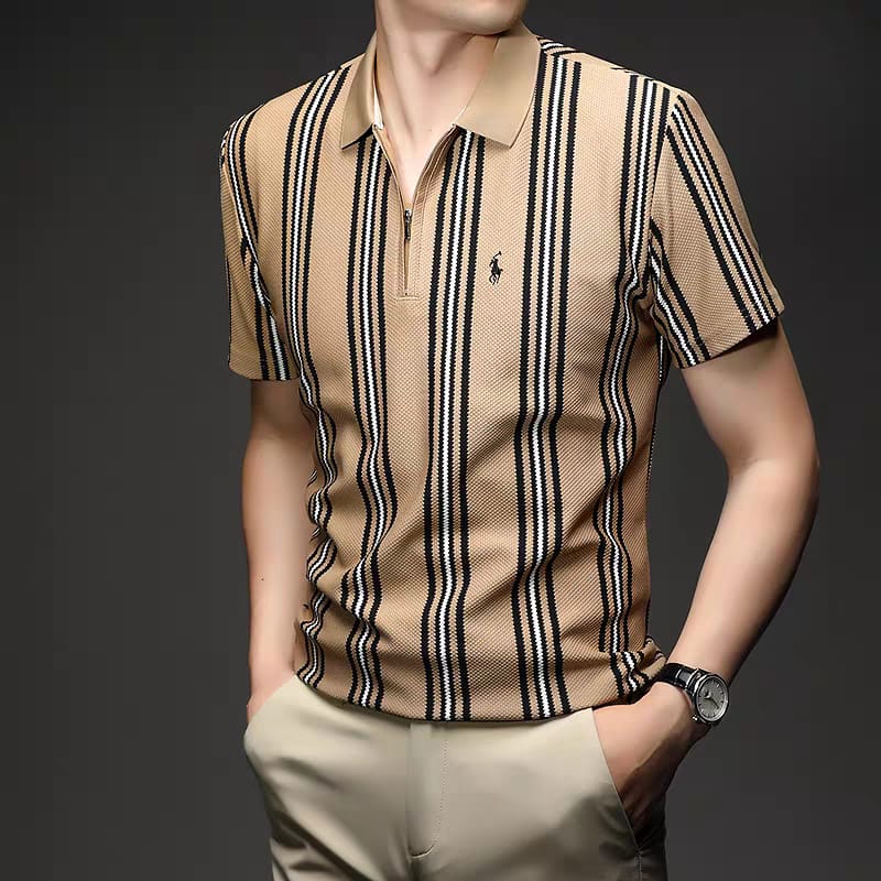 Prime Stripe Zip Polo T-Shirt