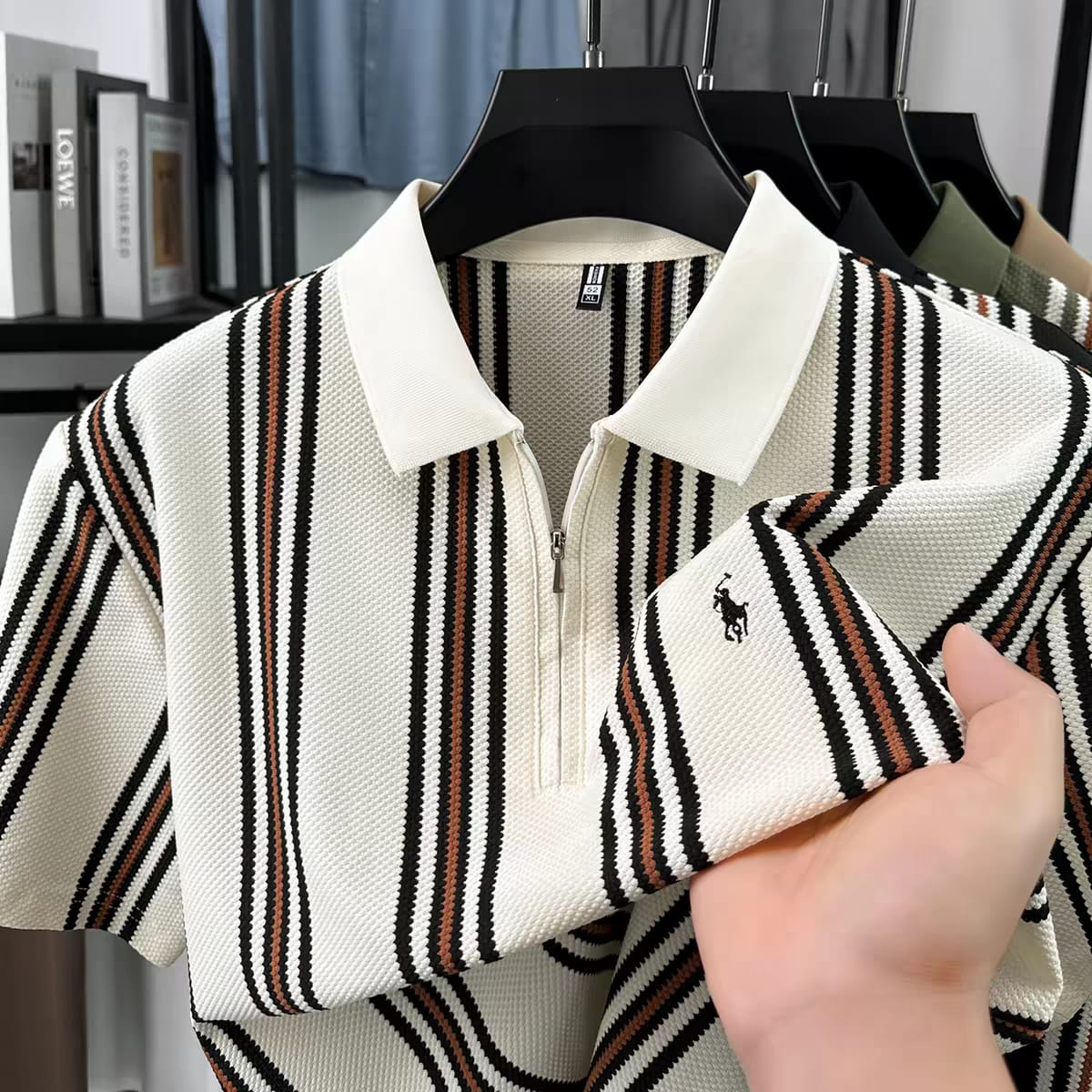 Signature Stripe Zip Polo